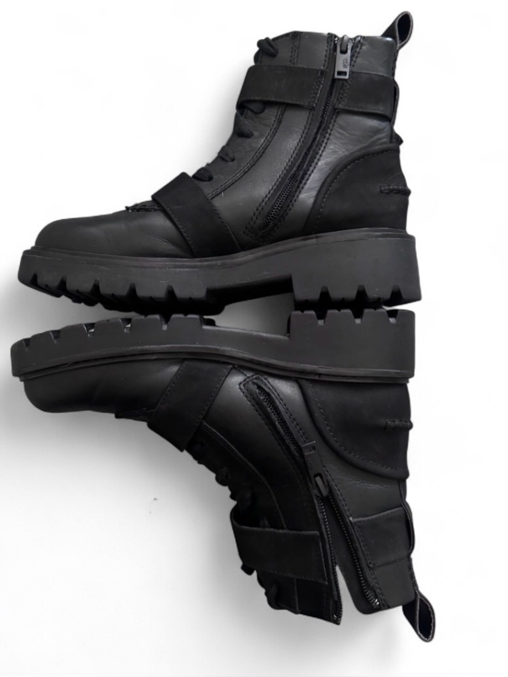 UGG Noe Moto black leather combat boots